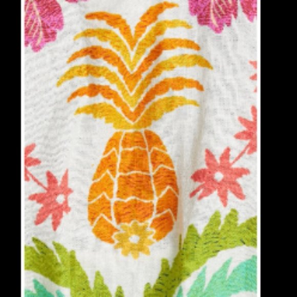 FARM RIO Fruits Scarves Queen Linen Blend Topper Kimono In Fruits Queen Kimono - Picture 6 of 6